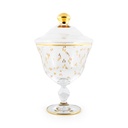 وعاء زجاجي مزخرف ورق شجر ذهبي