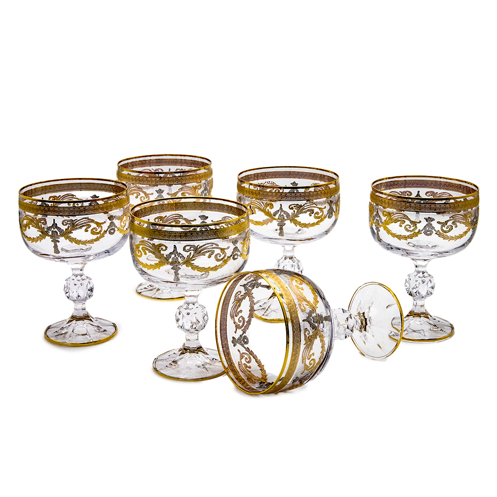 Gold/Platinum Ice Cream Cup Set - 6pcs