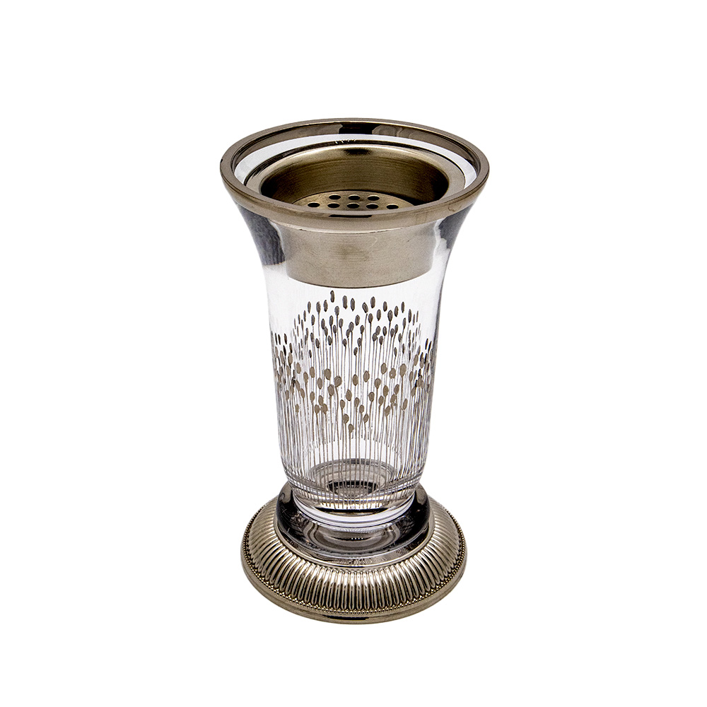Long Turkish Glass Mubkhar with Silver Lines