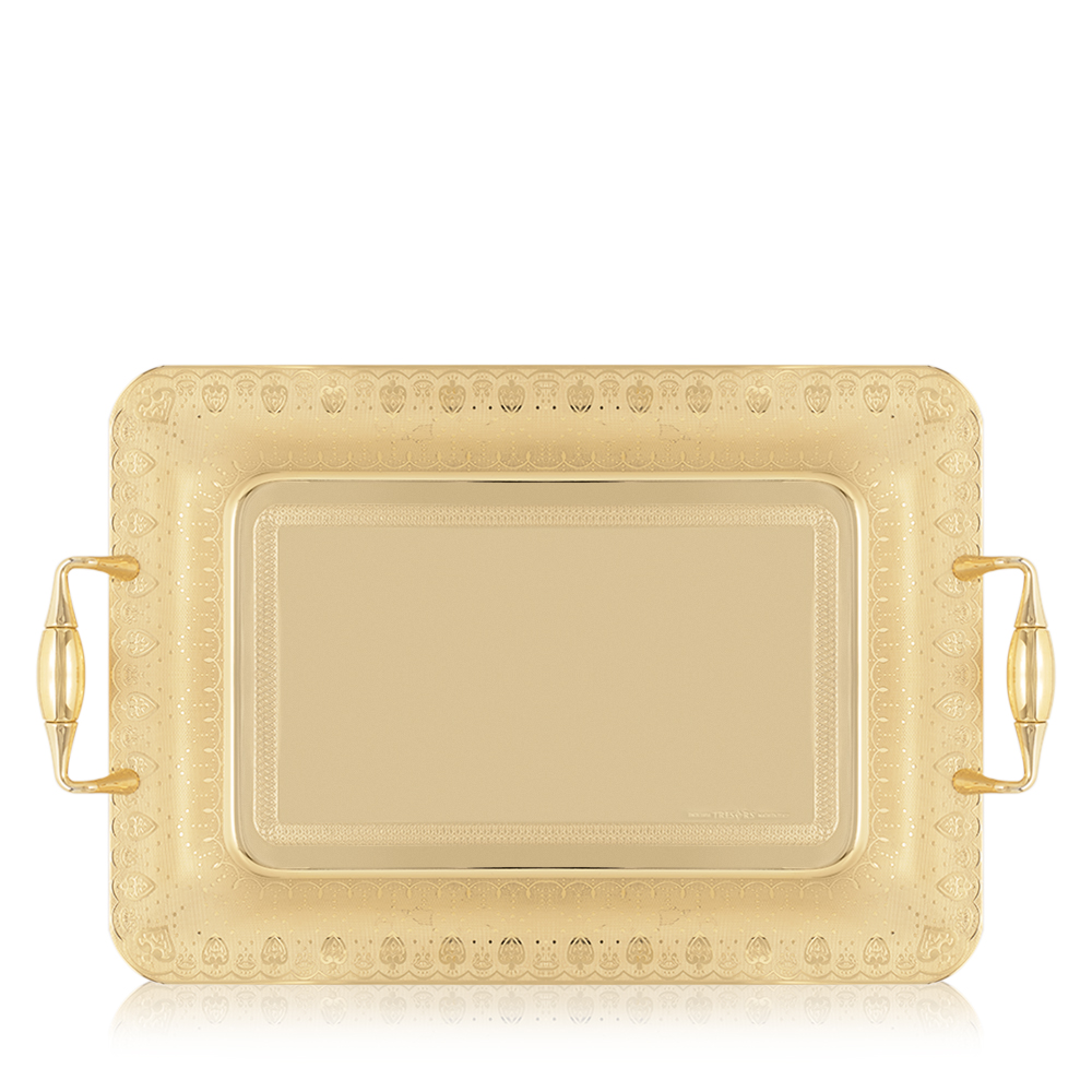 Lady 2 Rectangular Gold Serving Tray