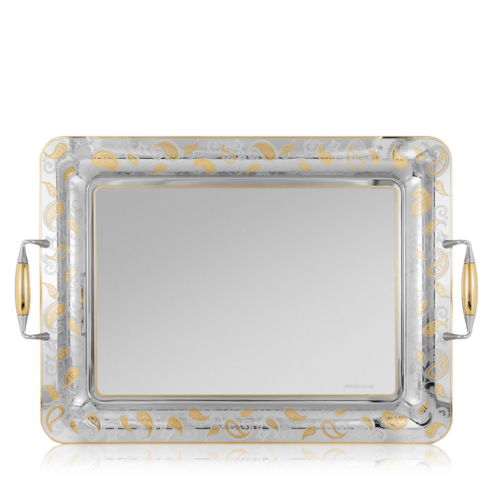 Pareo 5 Rectangular Mirror Gold Serving Tray