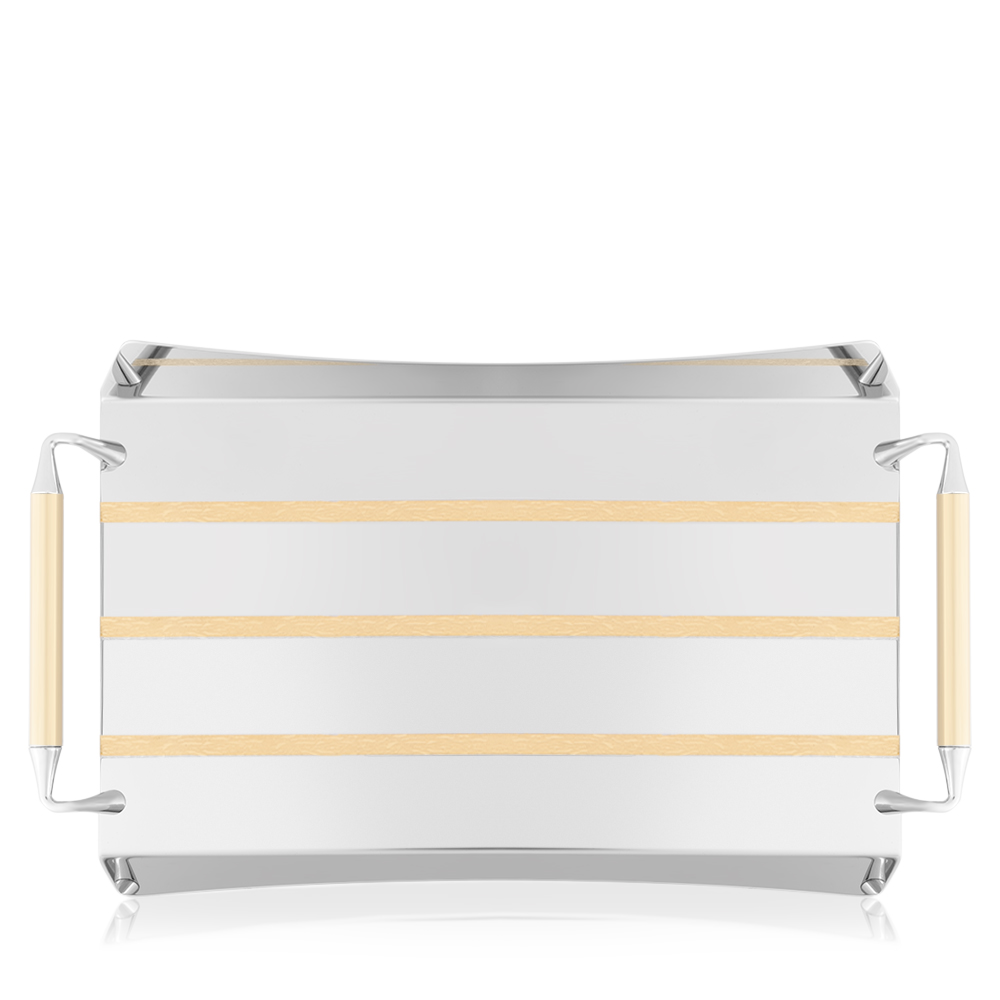 Gold Lines Rectangular Serving Steel Tray