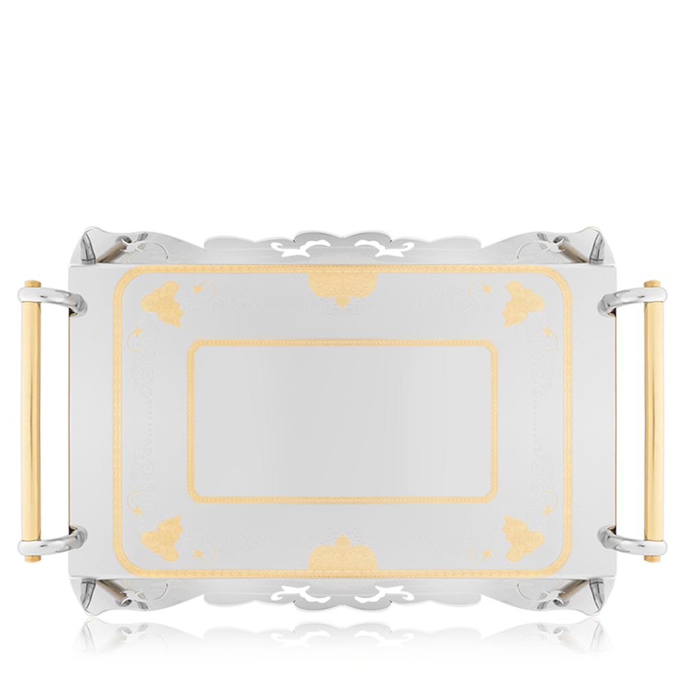 Praga Gold Rectangular Serving Steel Tray