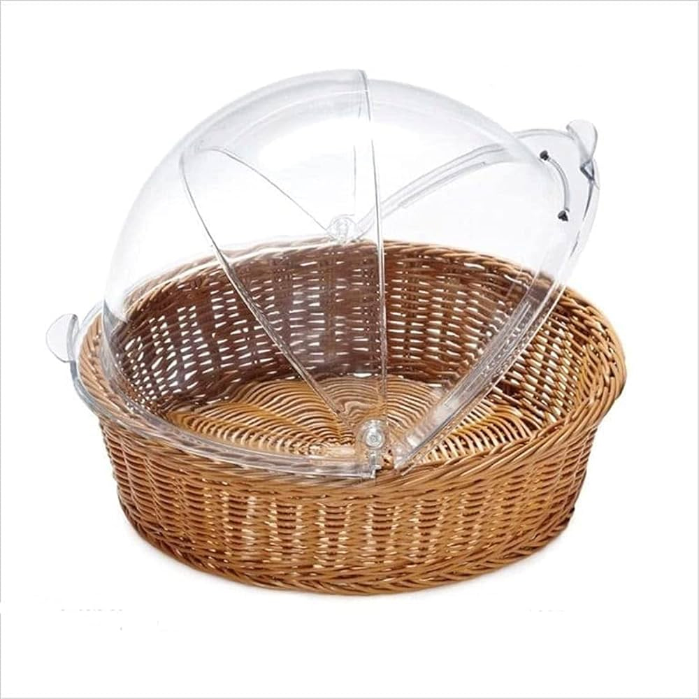 Round Rattan Basket Set with Cover - Brown
