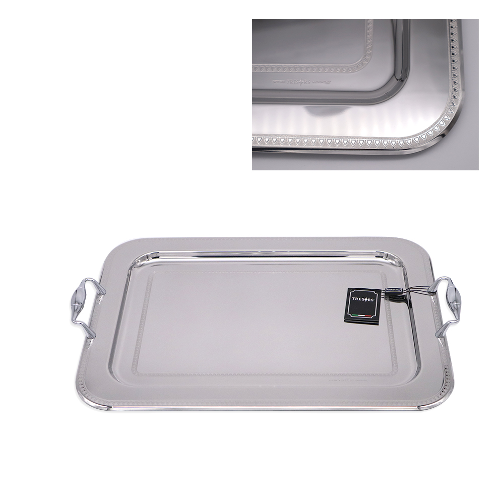 Patrizia Lines 4 Rectangular Tray - Inox Silver