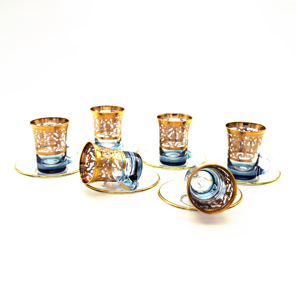 Verdi Blue Gold Tea Cup Set - 12pcs