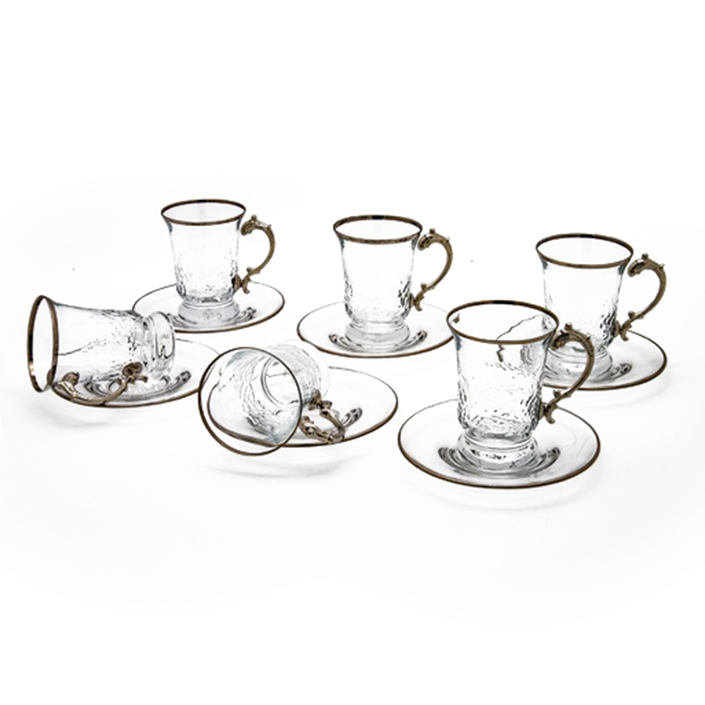 Platinum Tea Cup with Handle Set - 12pcs