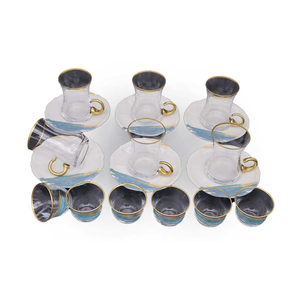 Joy Tea Glass & Coffee Cups Set - 18pcs