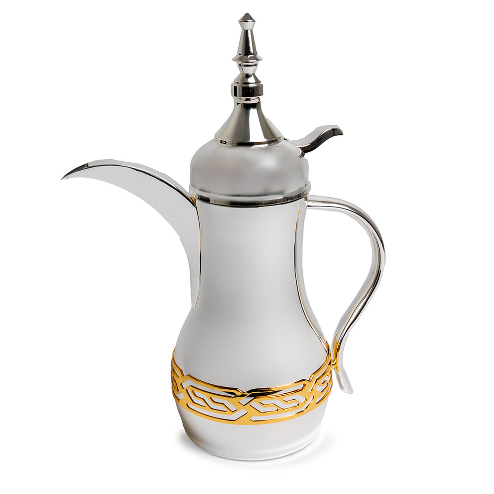 Silver Plated Dallah Decorated with a Golden Frame - 500ml