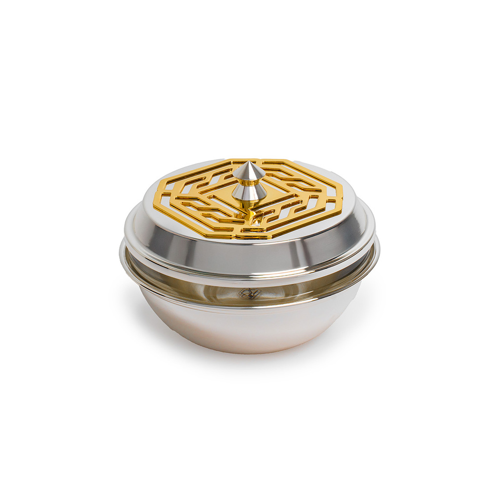 Silver Plated Date Bowl with a Lid - 14cm