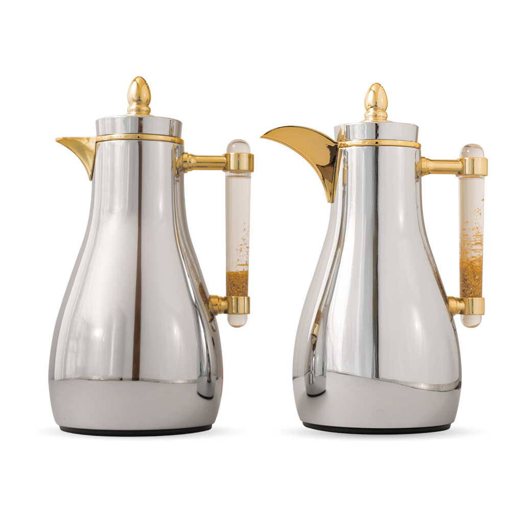 Vacuum Flask Chrome Set - Gold 1.0/1.0L