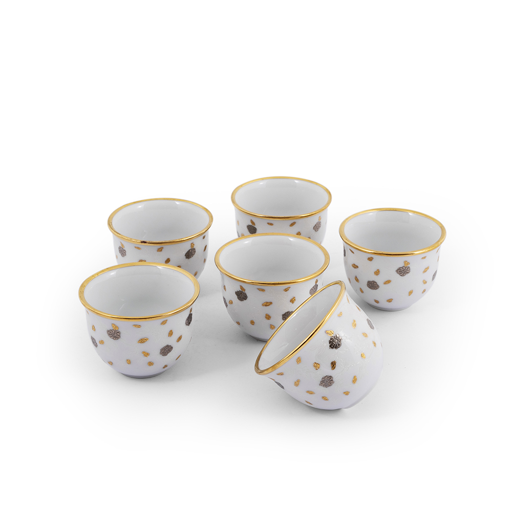 Porcelain Coffee 6 Piece Set - Matte Gold-Plated Finish