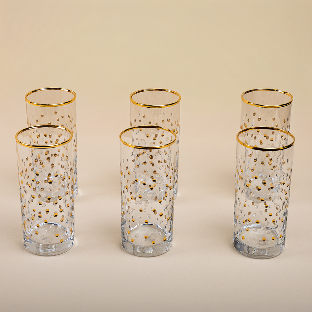 Royal Gold Tall Water Glass Set - 6pcs