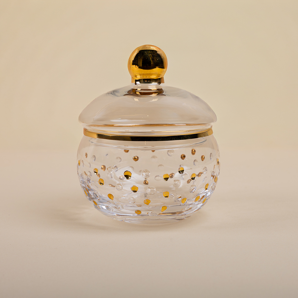 Royal Gold Hand-Made Glass Sugar Bowl