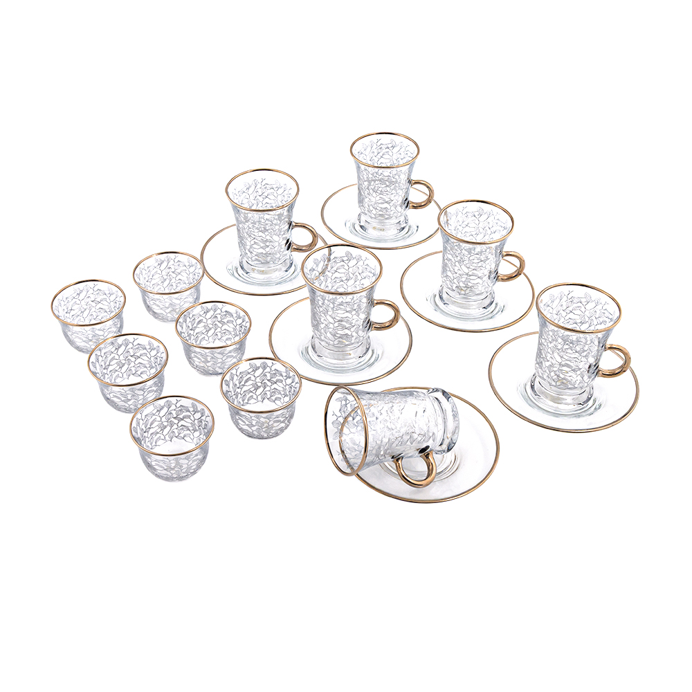 Leaf Patterned Tea & Coffee Set - 18pcs