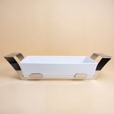 صحن تقديم بورسلين بحامل ستانلس ستيل - 45x19 سم