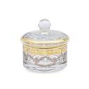 Glass Sugar Bowl with Gold & Silver Pattern