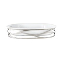 Trama Serving Porcelain Dish with Stainless Steel Holder - Large