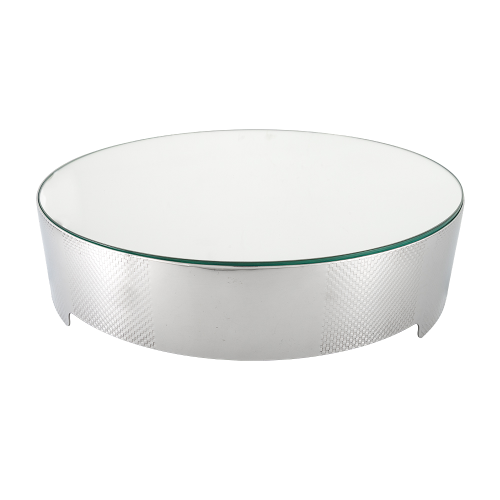 Sarezzo Stainless Steel Cake Plate with Mirrored Glass - 45cm
