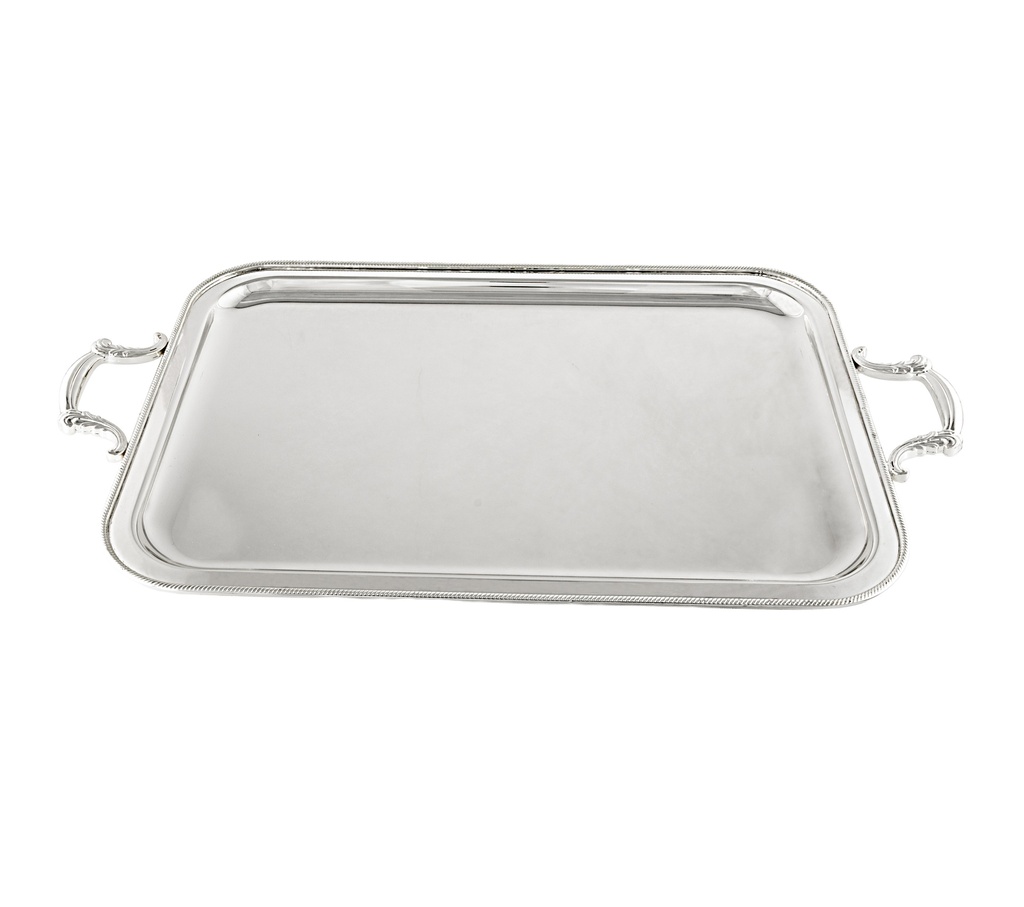 Silver Rectangle Tray with Rope Edge - 630×360mm