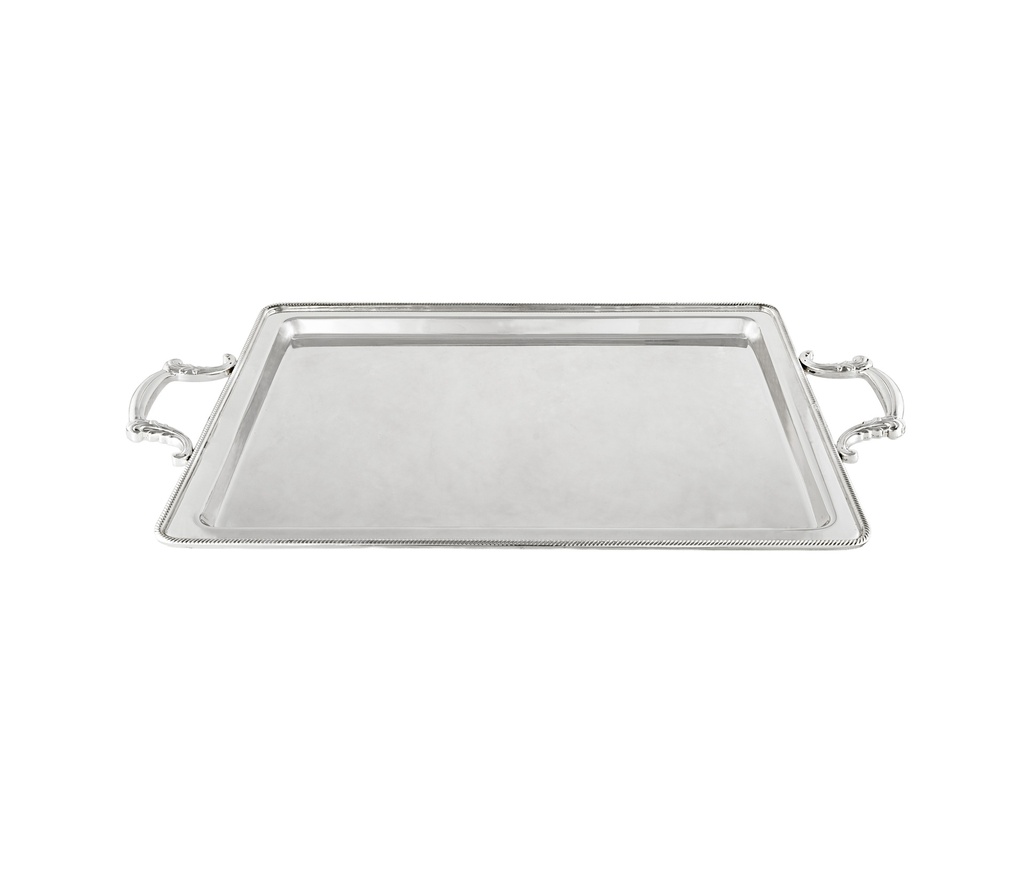 Silver Rectangle Tray with Rope Edge - 565*310mm