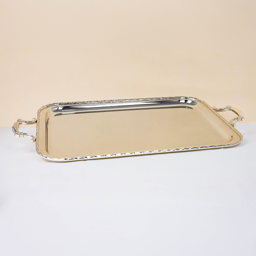 صينية مستطيل فضي كبير - 360*630مم