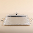 Silver Rectangular Tray with Clear Cover - 310×565mm