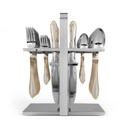 Gold Lines PVC Cutlery Set with Stand - 30pcs
