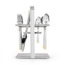 Gold Lines PVC Cutlery Set with Stand - 24pcs
