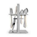 Gold Lines PVC Cutlery Set with Stand - 24pcs