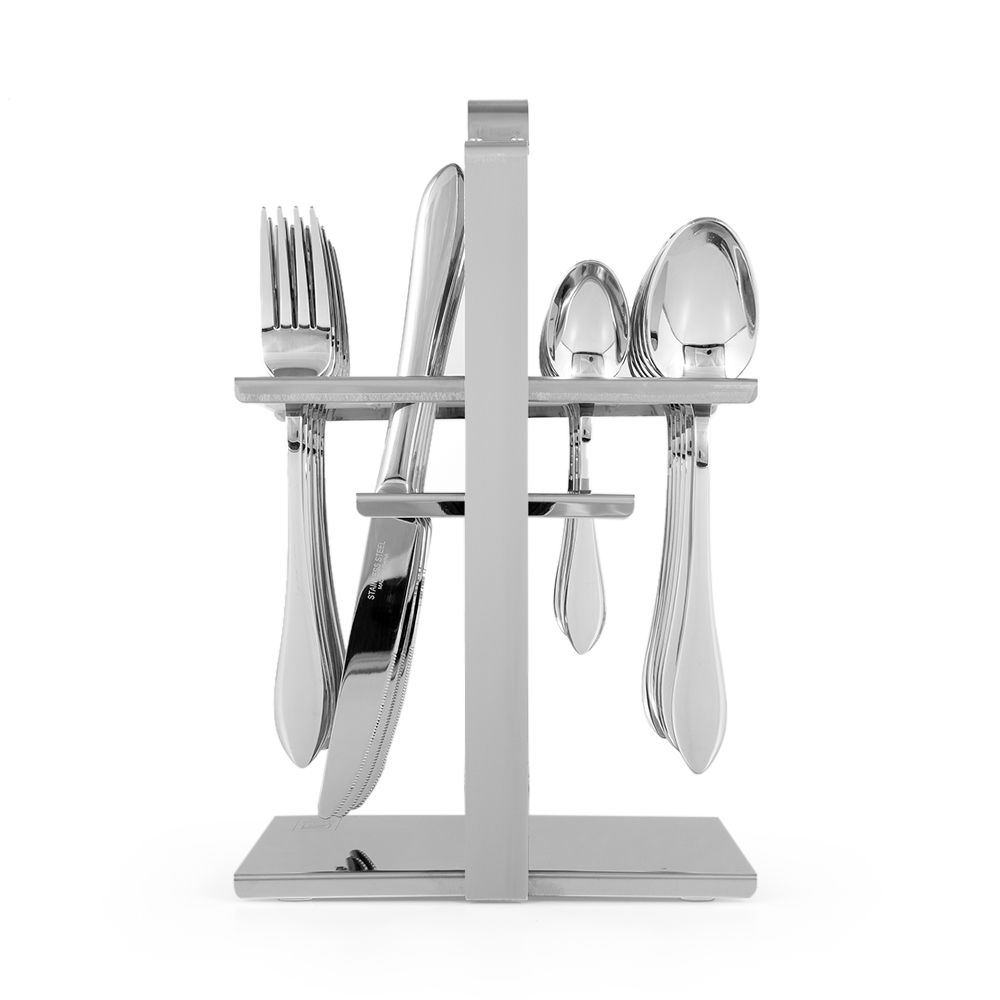 Mirror Cutlery Set with Stand - 24pcs