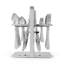 Silver PVC Cutlery Set with Stand - 30pcs<br>