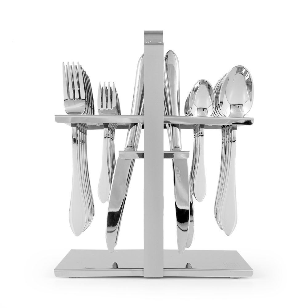 Steel PVC Cutlery Set with Stand - 30pcs