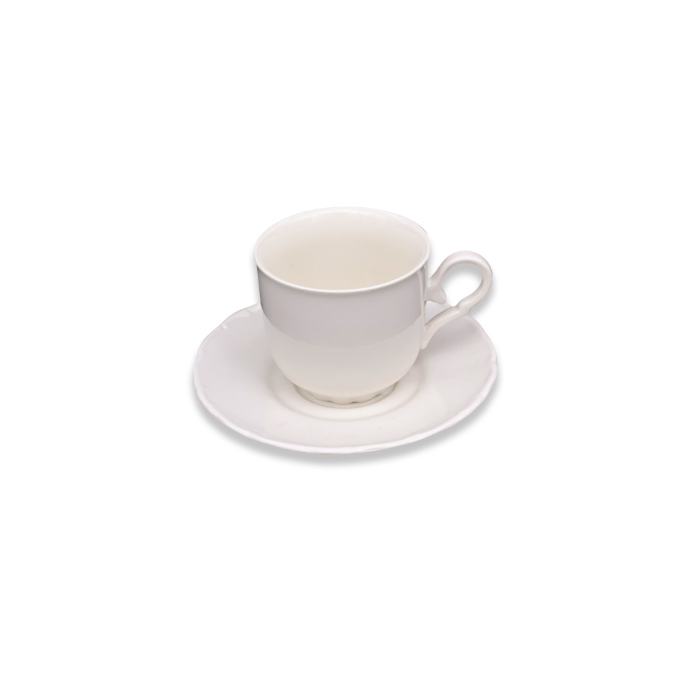 White Porcelain Cup & Saucer Set - 210ml