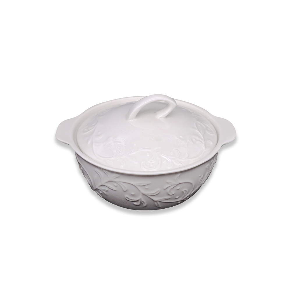Flowers White Saucepot with Lid