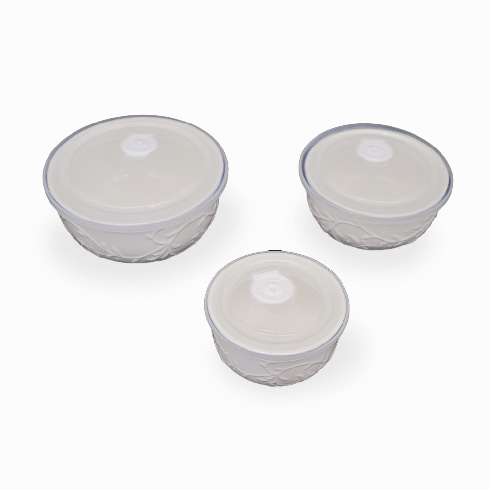 Round Porcelain Oven Tray Set with Lid - 3 pcs