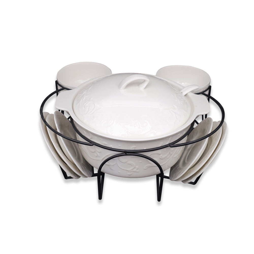 Soup Set With Metal Stand - 15Pcs