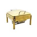 Square Gold Chafing Dish with Mechanical Damping  - 6L