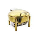 Round Gold Chafing Dish with Mechanical Damping - 4L