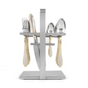 Gold Lines PVC Cutlery Set with Stand - 24pcs