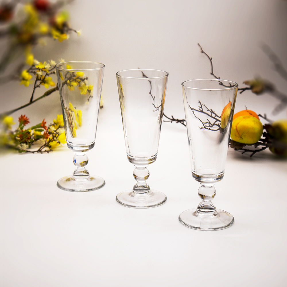 Rubens Flute Stem Clear Glass Set - 3pcs