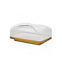 ماعون تقديم جبن مع غطاء بيل بولي مستطيل - برتقالي