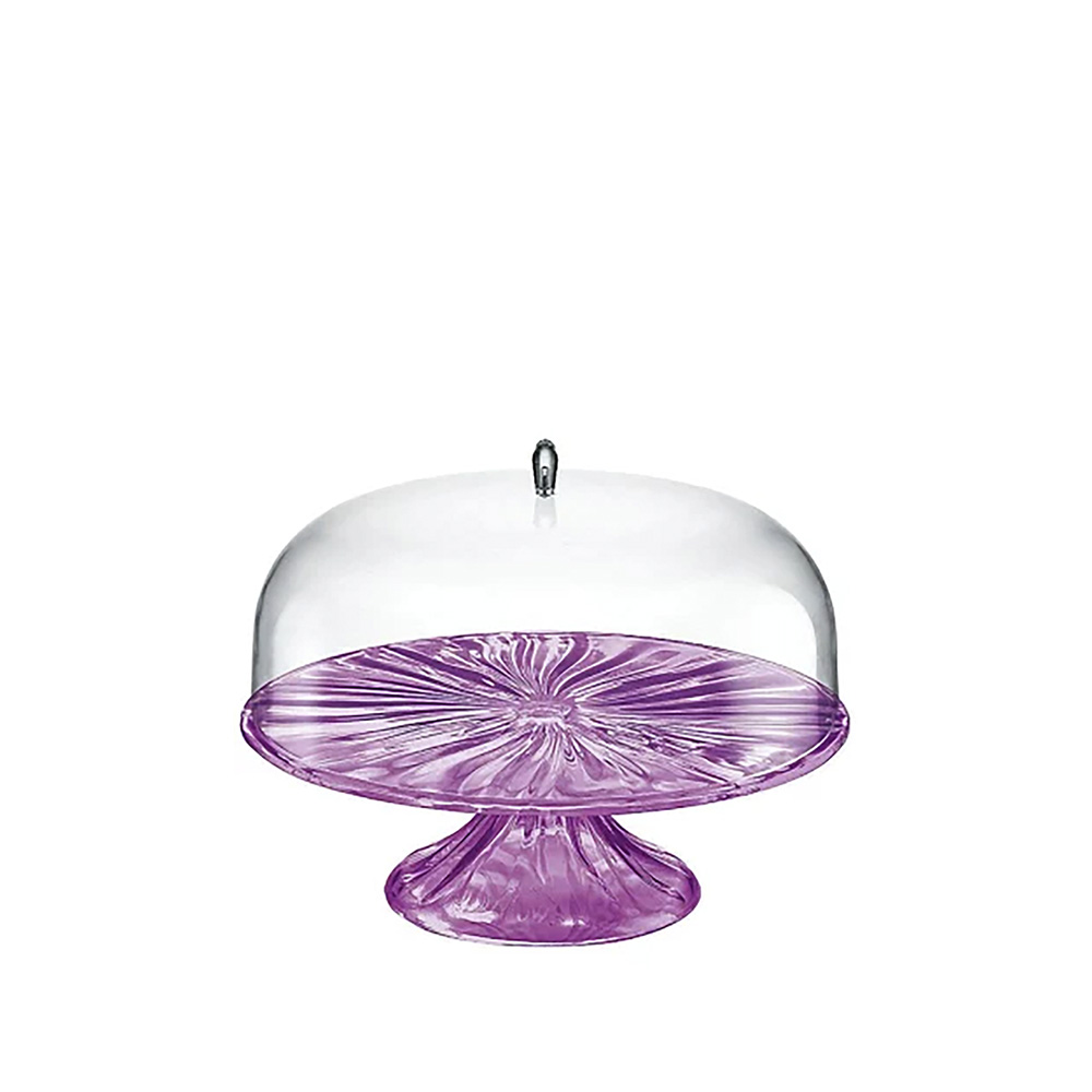 Aqua Cake Stand with Dome Lilac - 27cm