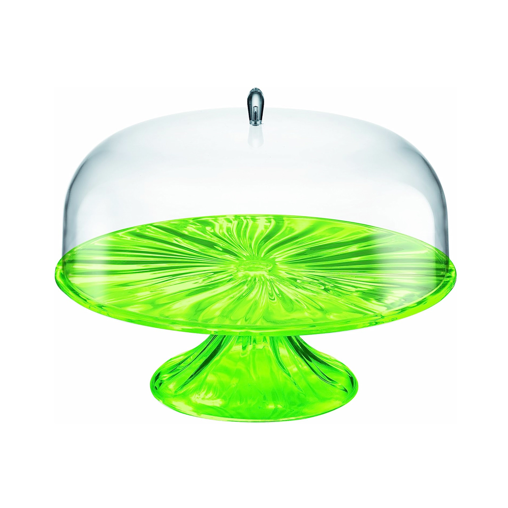 Aqua Cake Stand With Dome - Green