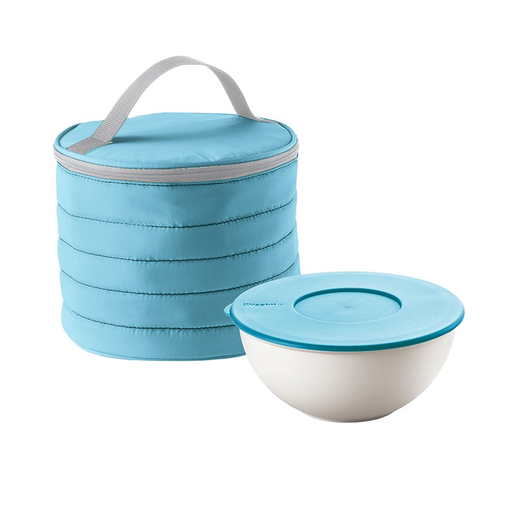 Round Thermal Bag with Airtight Container Handy - Blue