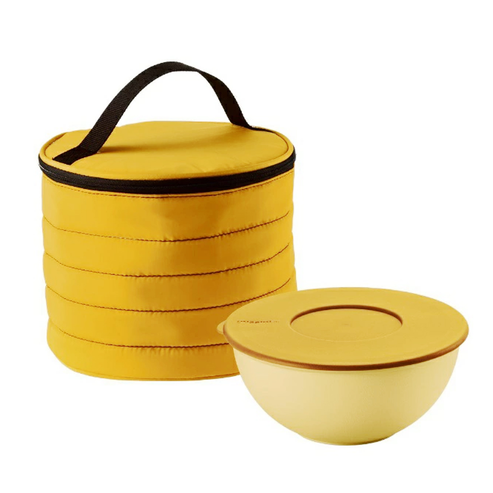 Round Thermal Bag with Airtight Container Handy -Yellow