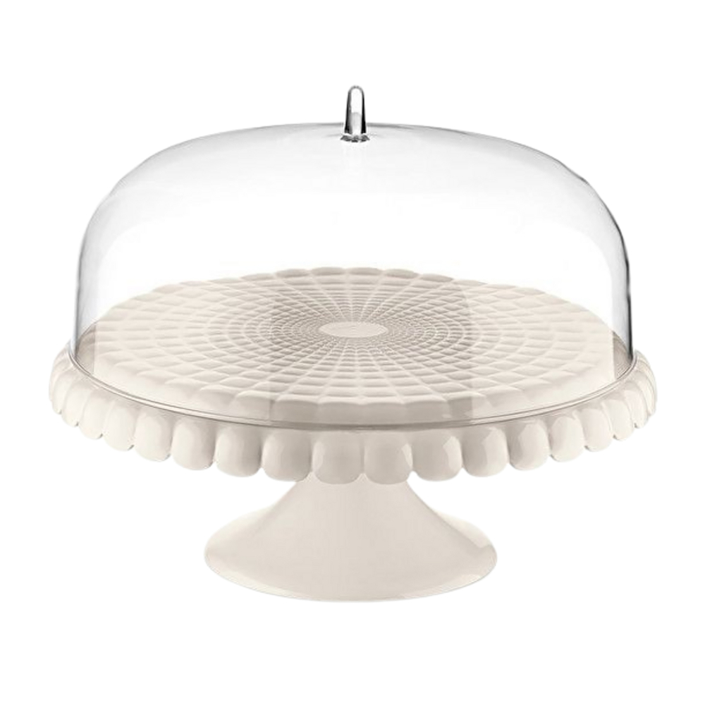 Tiffany Cake Stand With Dome - White