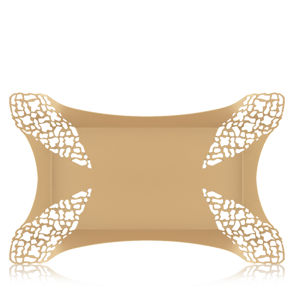 Cutout Edges Rectangular Tray - Matte Gold