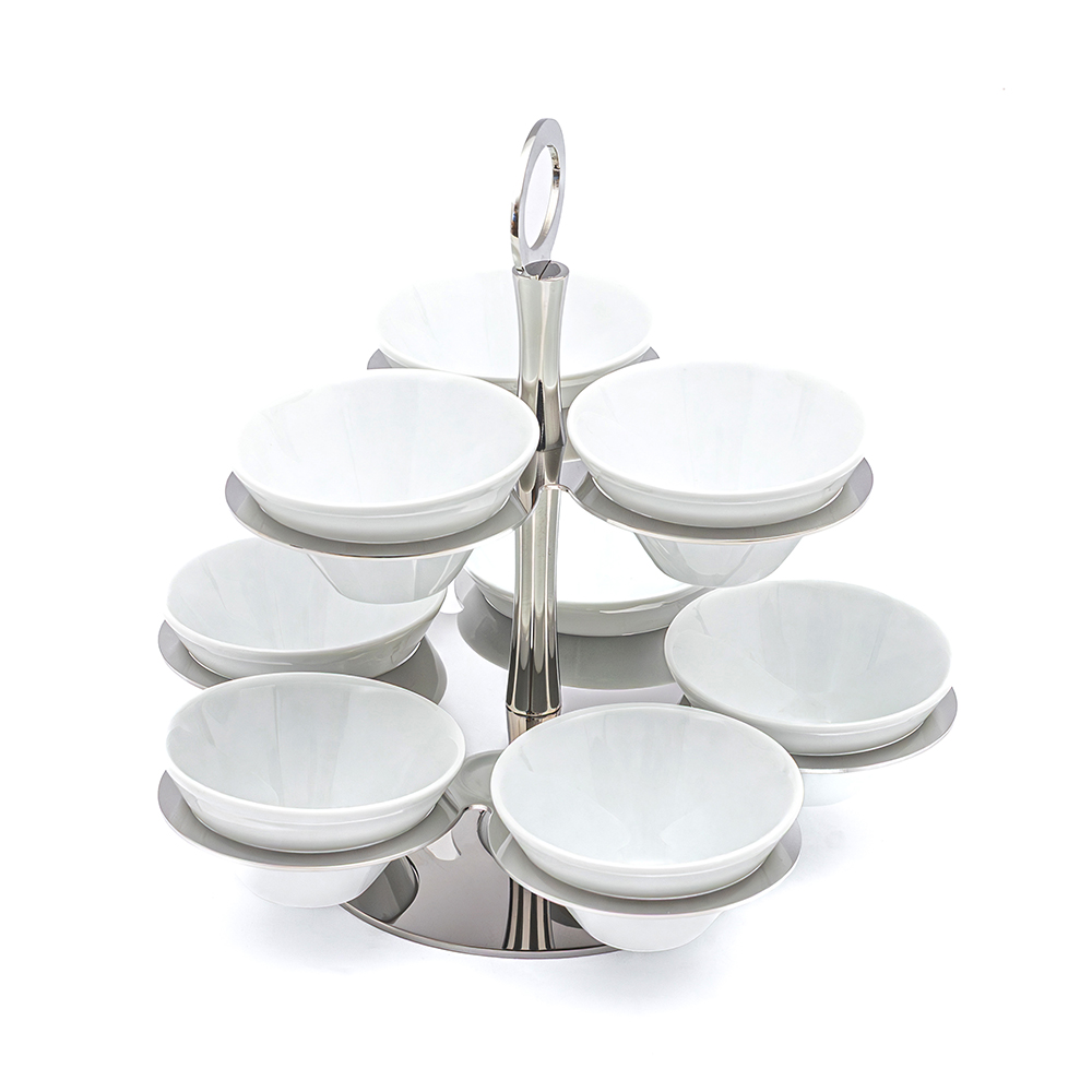 Nuts Holder with 8 Porcelain Bowls - Ø20m