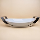 Oval Porcelain Serving Dish with Stainless Steel Holder - 35x25.5cm